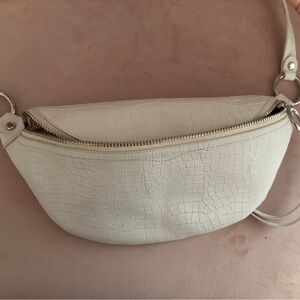 Rebecca Minkoff White Croc-Embossed Crossbody Bag